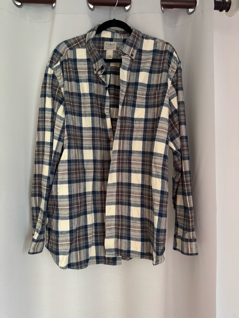L.L. Bean Blue and Brown Plaid Button-Up Shirt